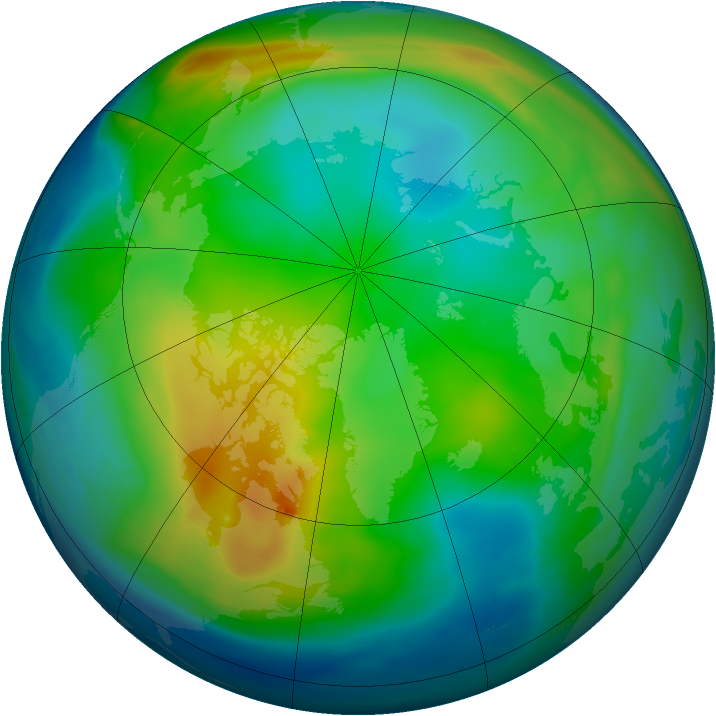 Arctic ozone map for 03 December 2004